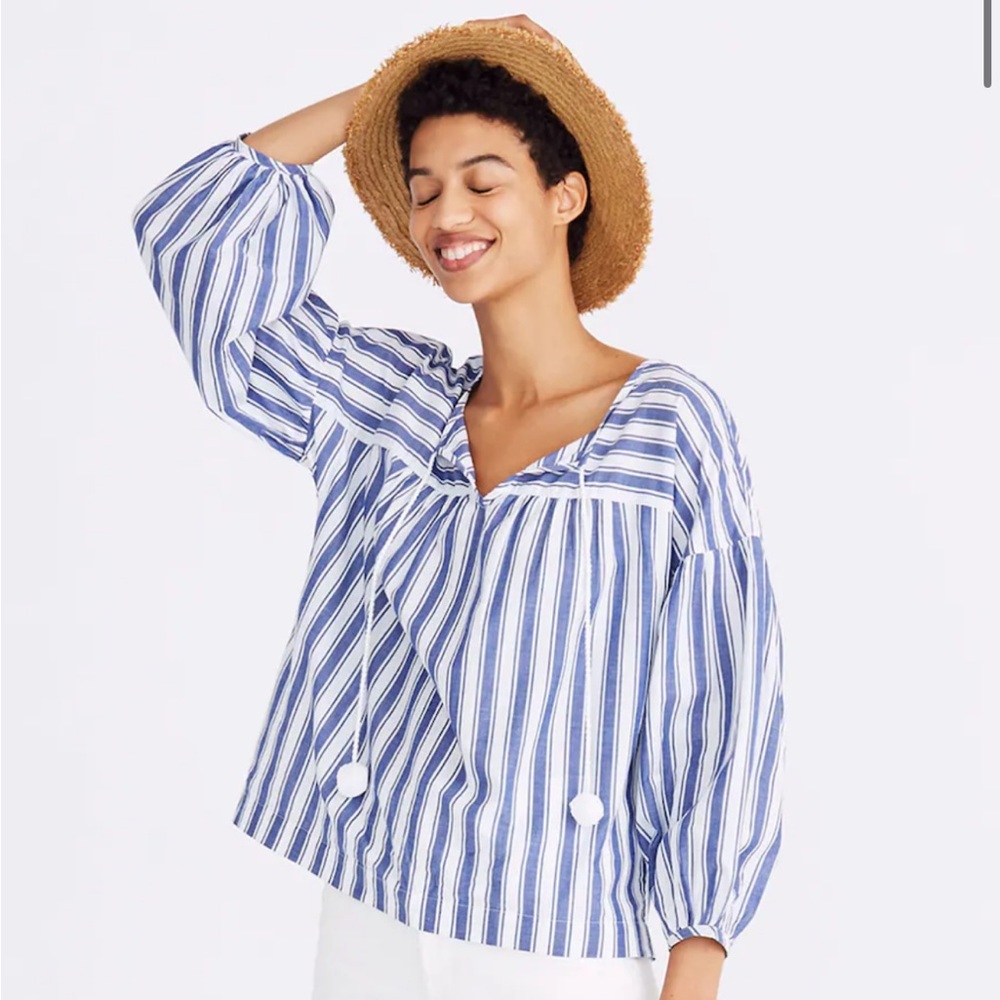 NWOT • Madewell • peasant top in shea stripe